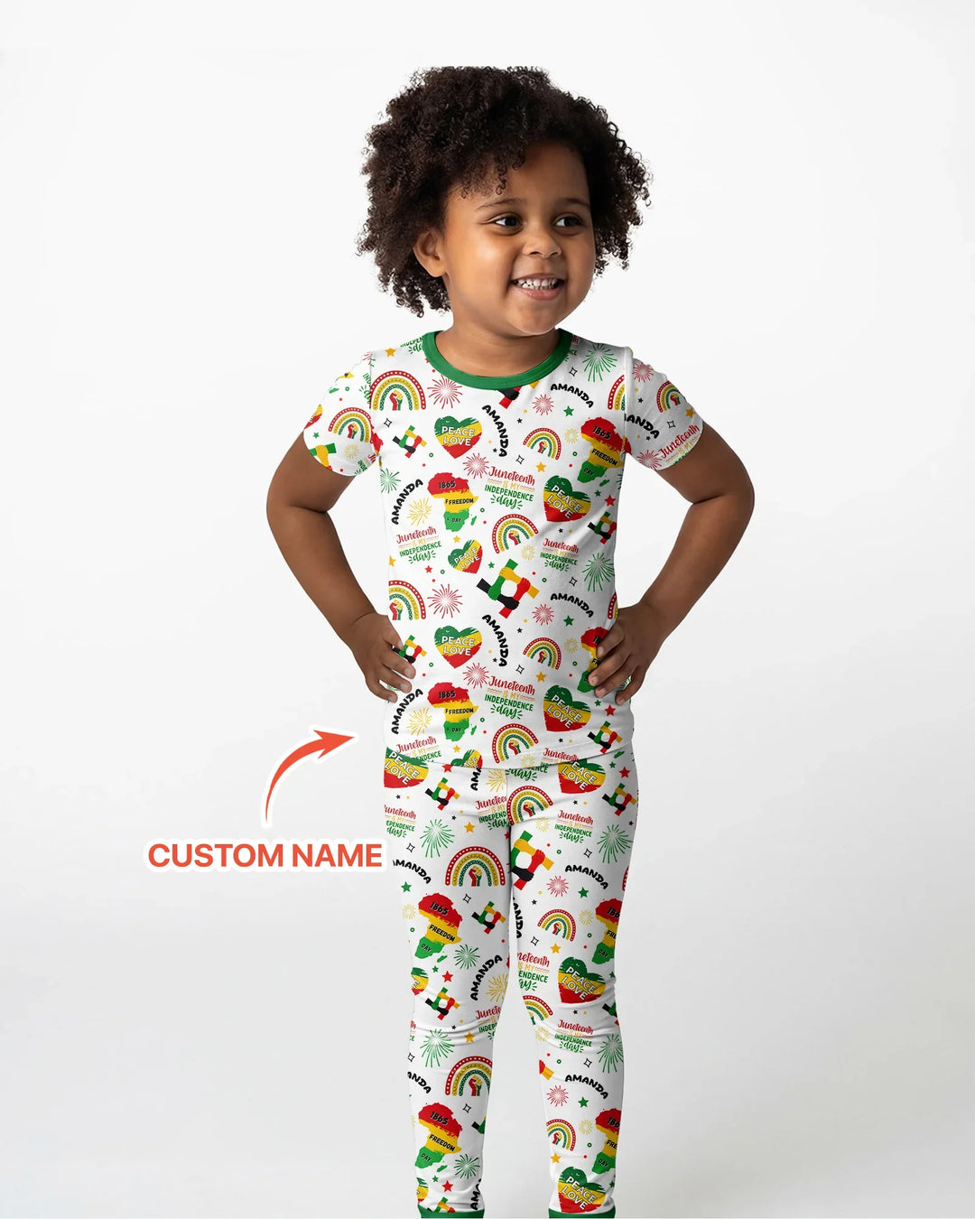 Custom Name Juneteenth Is My Independence Day Bamboo Two Piece Short Sleeve Pajama Set