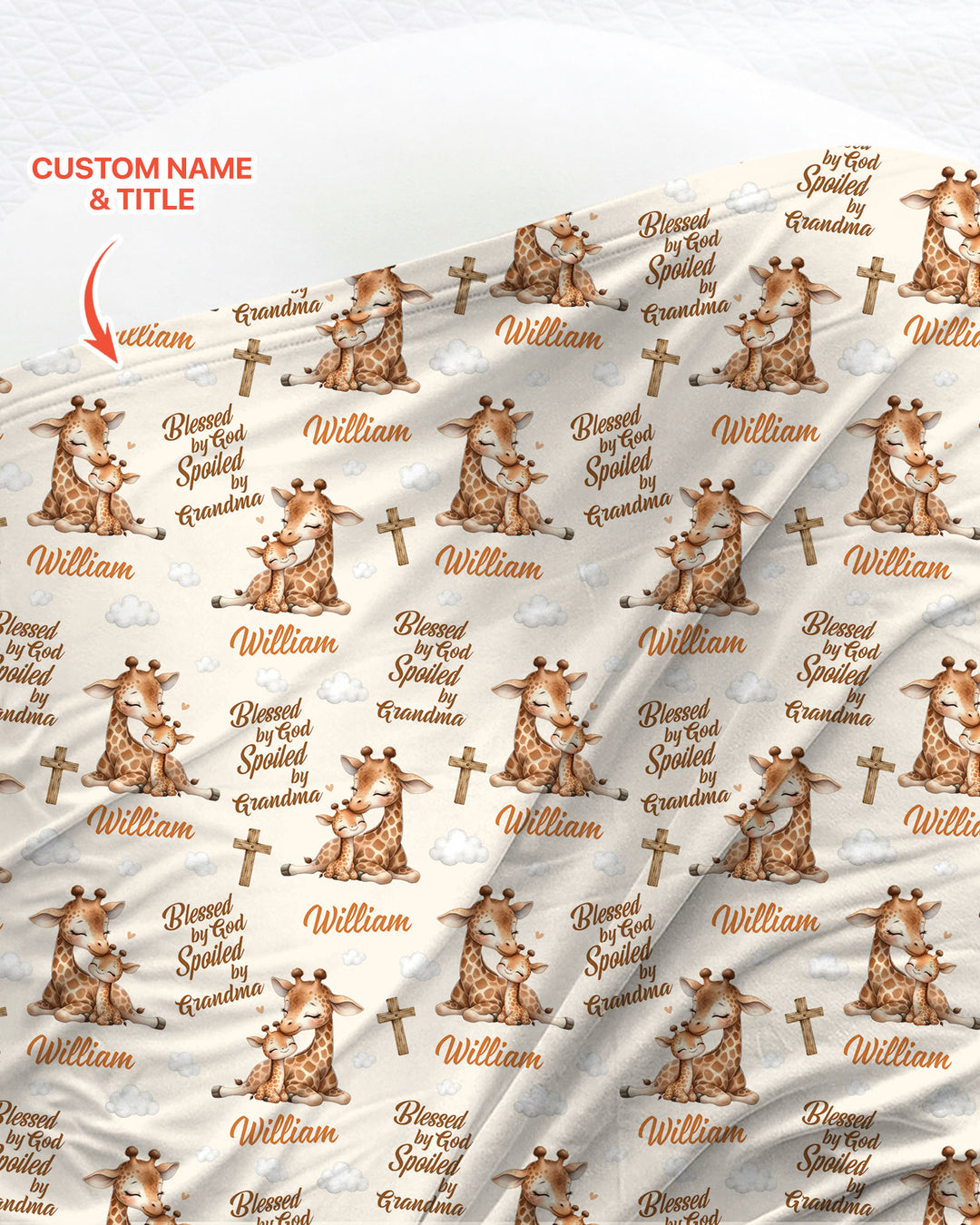 Custom Name Blessed By God Spoiled By Grandma Swaddle Blanket
