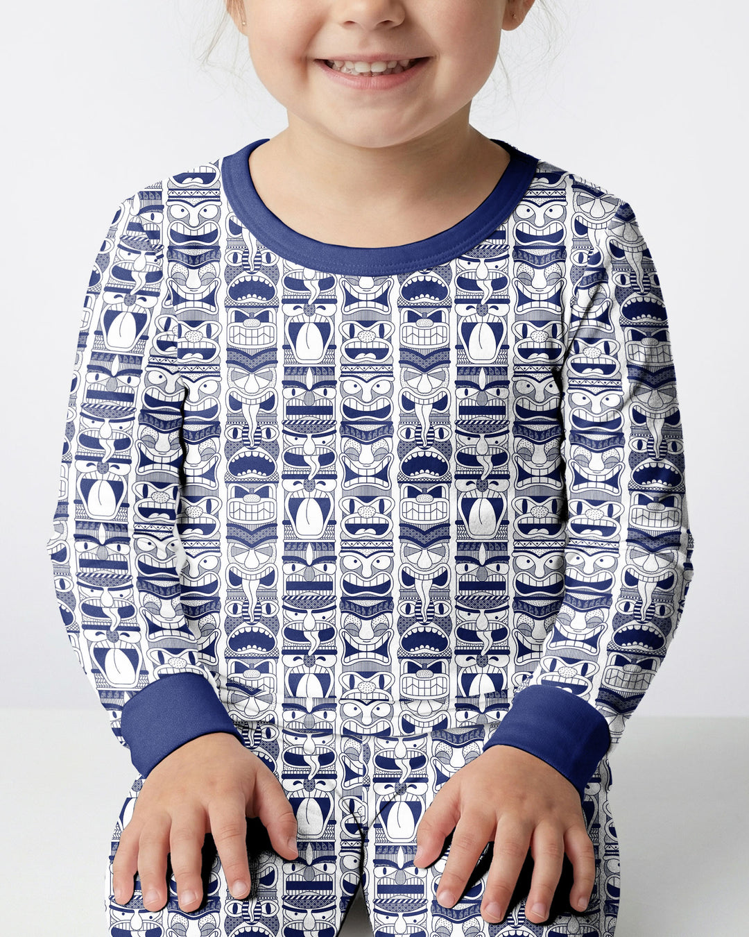 Friendly Totem Pole Figures Bamboo Two Piece Long Sleeve Pajama Set