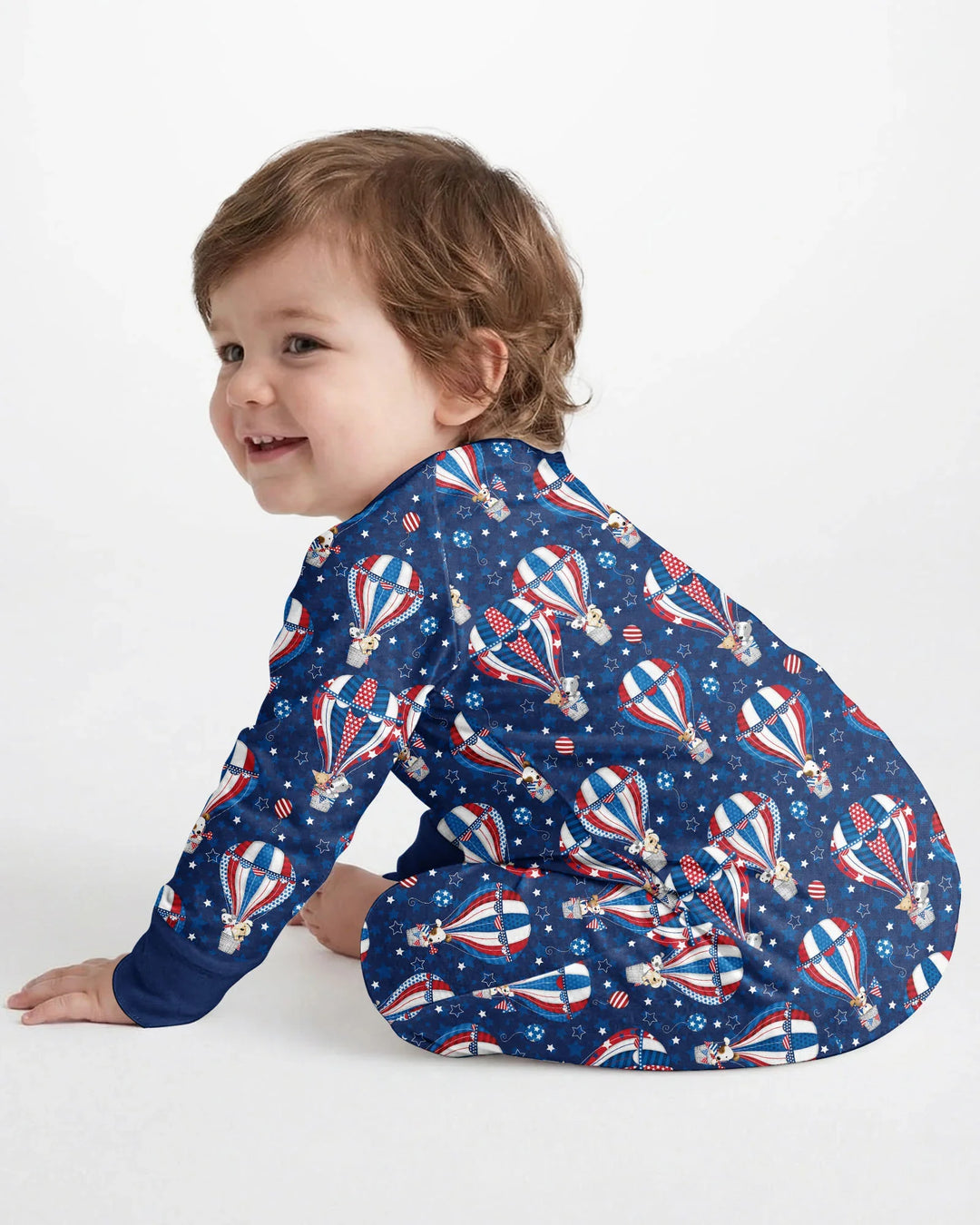 Patriotic Pups in Hot Air Balloons Family Matching Bamboo Convertible Zippy