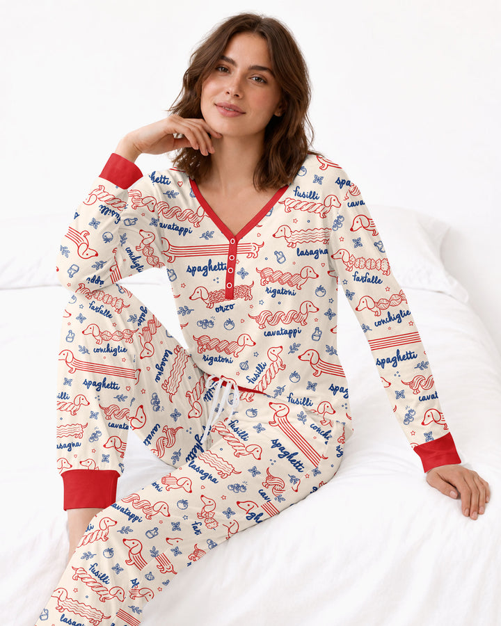 Dachshund Spagetti Bamboo Women Pajama Set