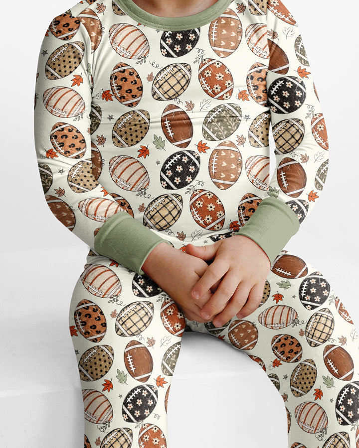 Boho Football Bamboo Two Piece Long Sleeve Pajama Set