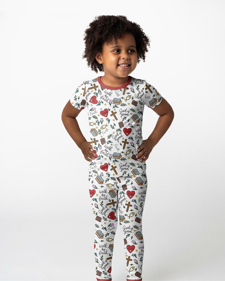 Conjunto de pijama de dos piezas de manga corta de bambú