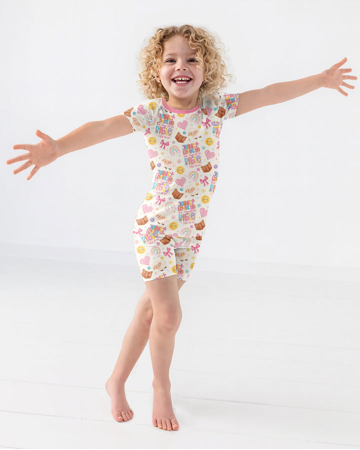 Jesus Loves Me This I Know Bamboo Two Piece Short Sleeve Shorts Pajama Set