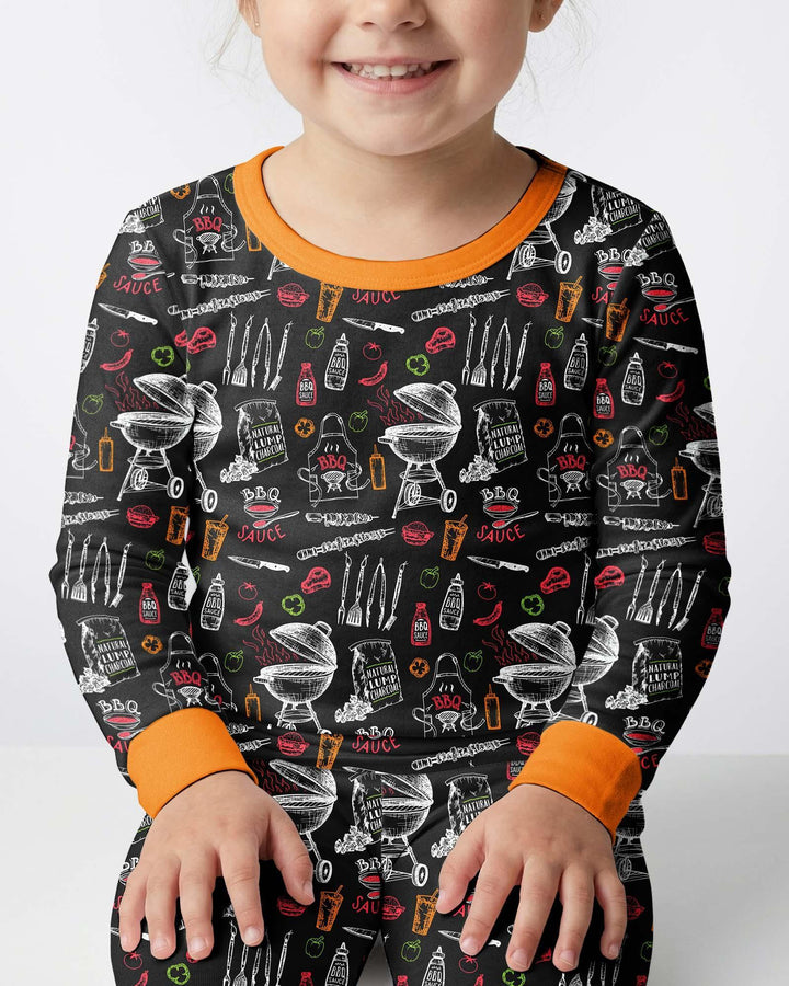 Backyard BBQ Party Family Matching Bamboo Two Piece Long Sleeve Pajama Set