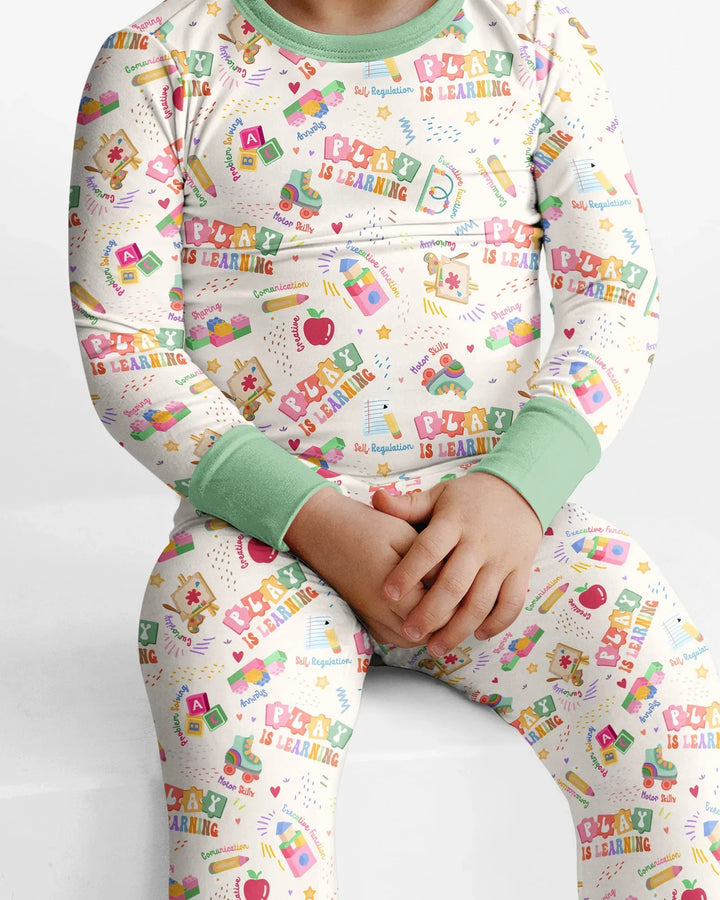 Zweiteiliges Langarm-Pyjama-Set mit Sommerfrüchten