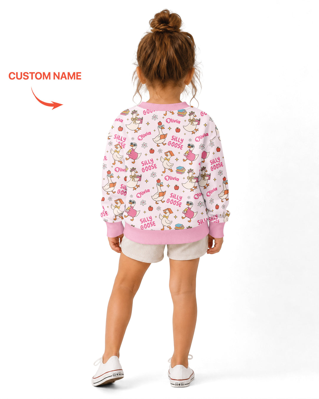Custom Name Silly Goose Back to School Bamboo Crewneck Sweatshirt