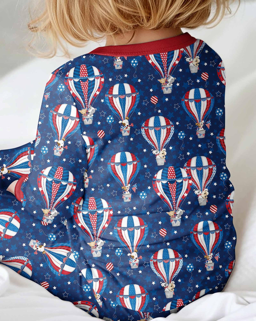 Patriotic Pups in Hot Air Balloons Family Matching Bamboo Convertible Zippy