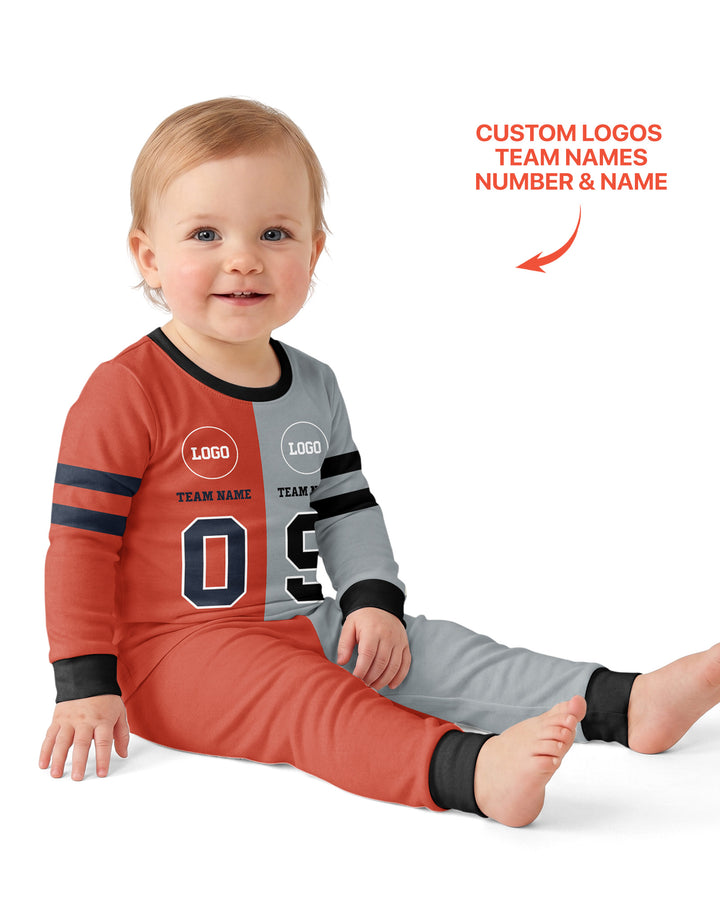 Football Rivalry Family Personalized Bamboo Two Piece Long Sleeve Pajama Set