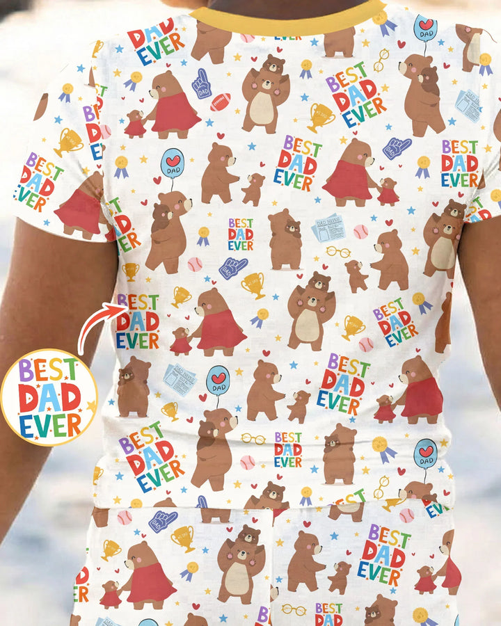 Best Daddy Bear Ever Family Matching Bamboo Two Piece Short Sleeve Pajama Set