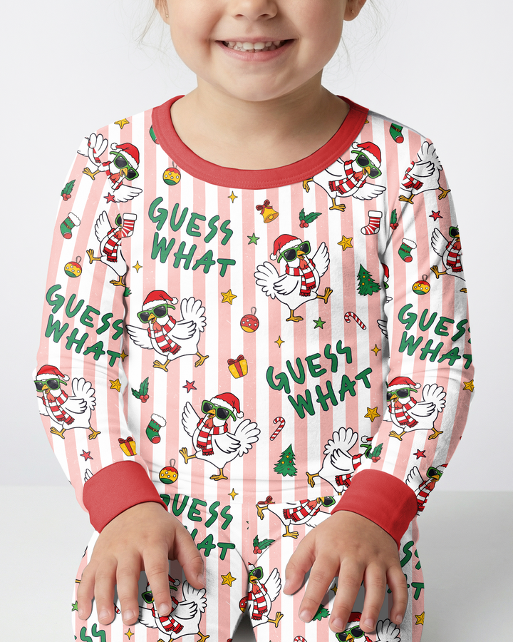 Guess What Chicken Butt Christmas Bamboo Two Piece Long Sleeve Pajama Set