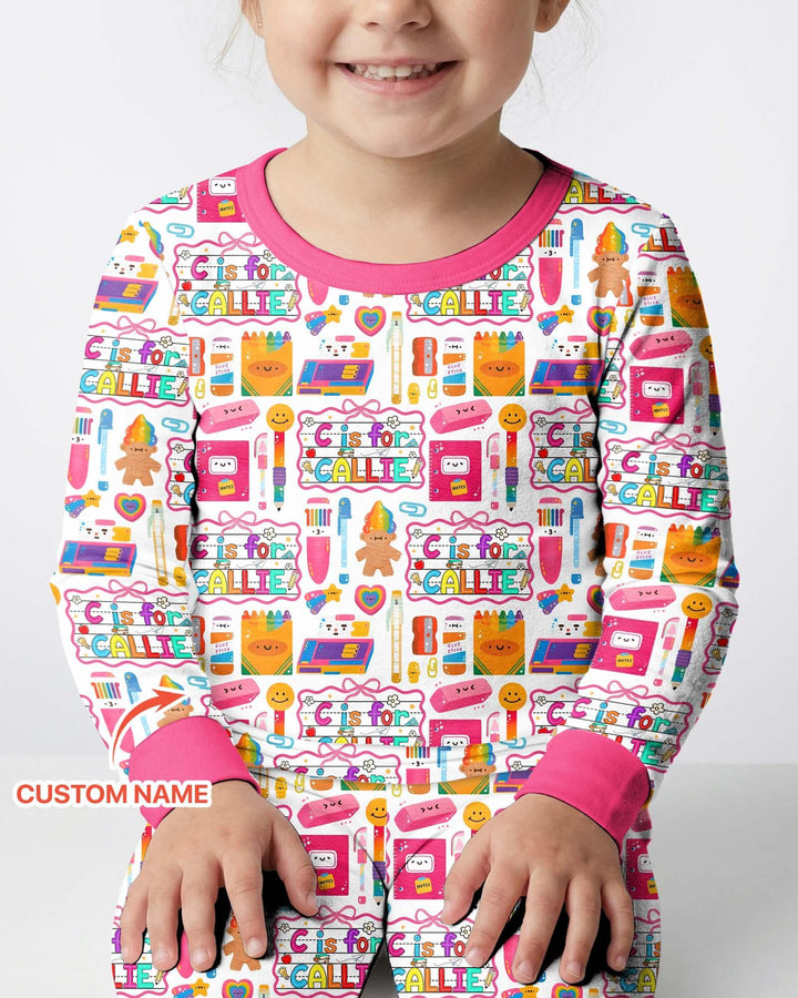 Custom Name Classroom Cuties Bamboo Two Piece Long Sleeve Pajama Set