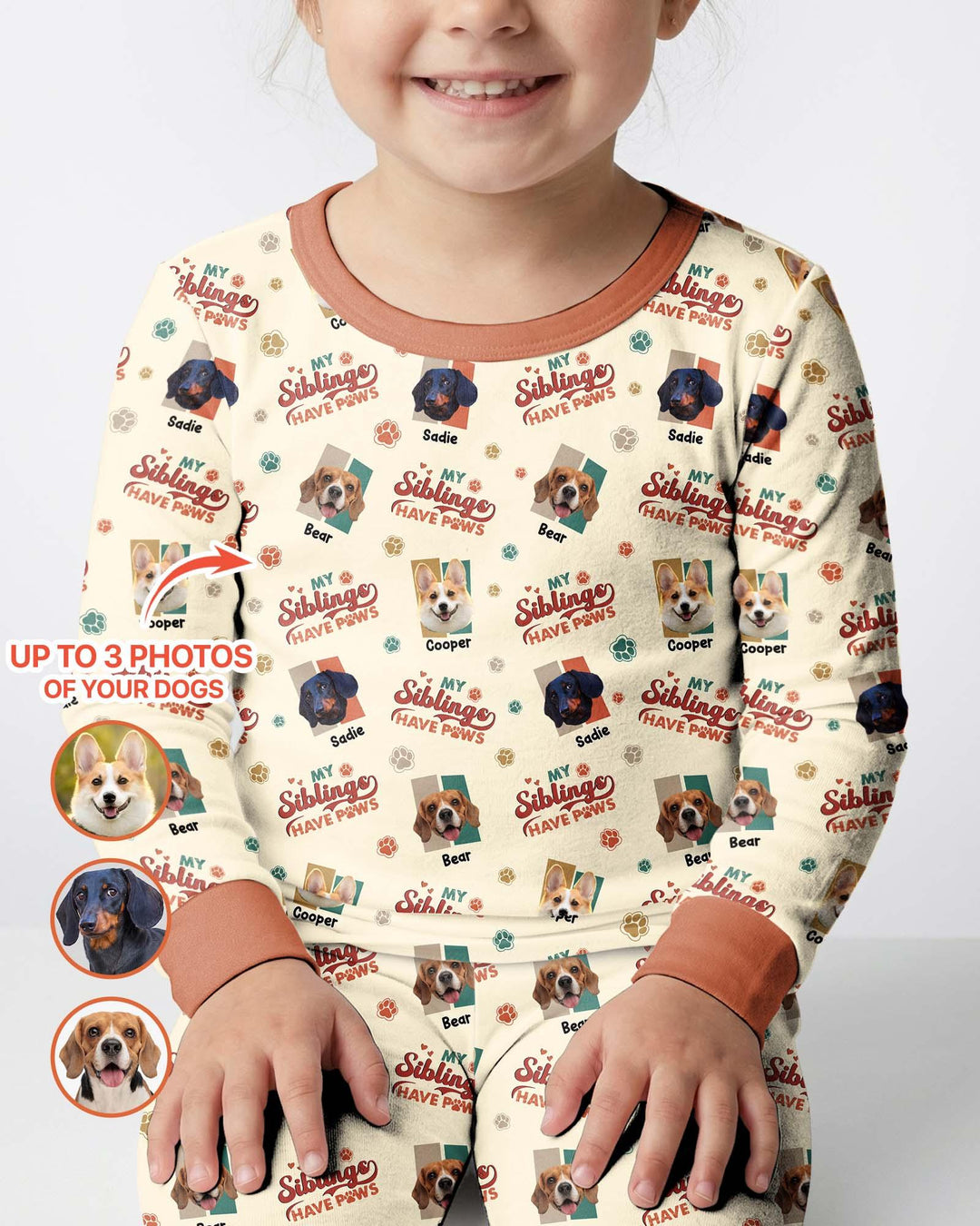 Custom Dog Photos "My Siblings Have Paws" Bamboo Two Piece Long Sleeve Pajama Set
