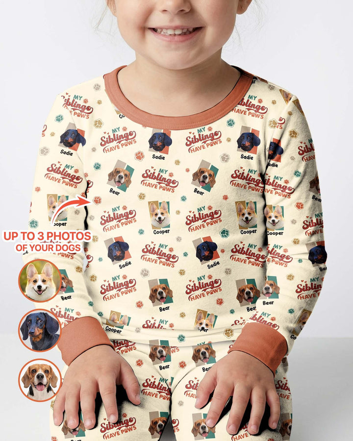 Custom Dog Photos "My Siblings Have Paws" Bamboo Two Piece Long Sleeve Pajama Set