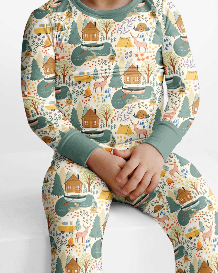 Lake View Camping Bamboo Two Piece Long Sleeve Pajama Set
