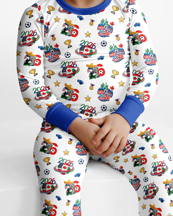 World Soccer North America 2026 Family Matching Bamboo Two Piece Long Sleeve Pajama Set