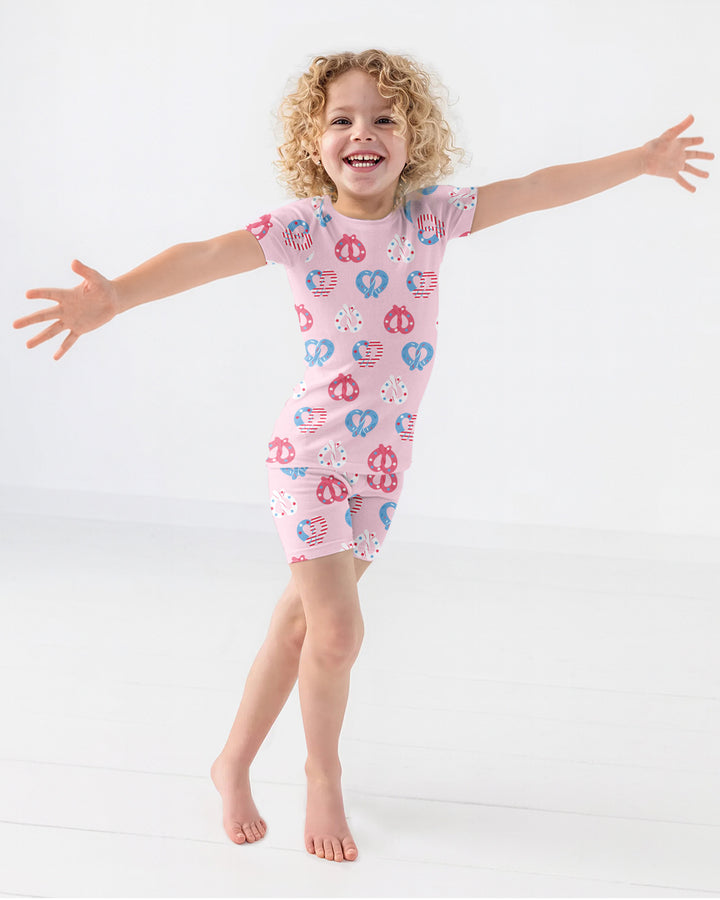 4th of July Pretzel  Bamboo Two Piece Short Sleeve Shorts Pajama Set