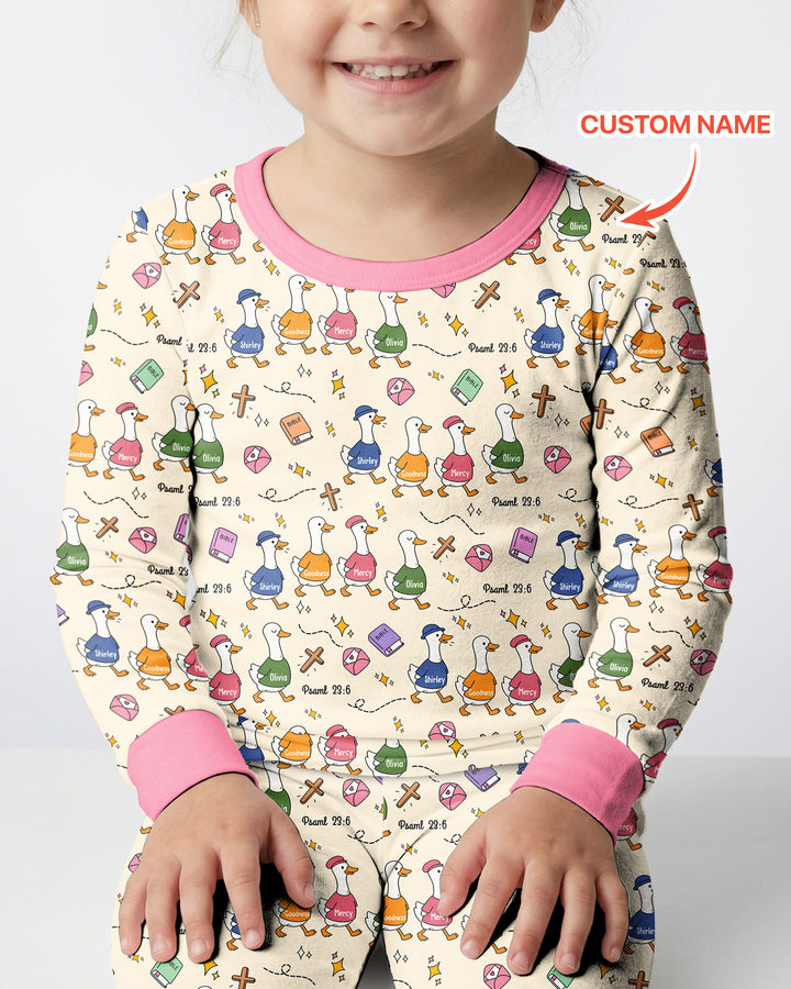 Psalm 23:6 Matching Family Bamboo Two Piece Long Sleeve Pajama Set