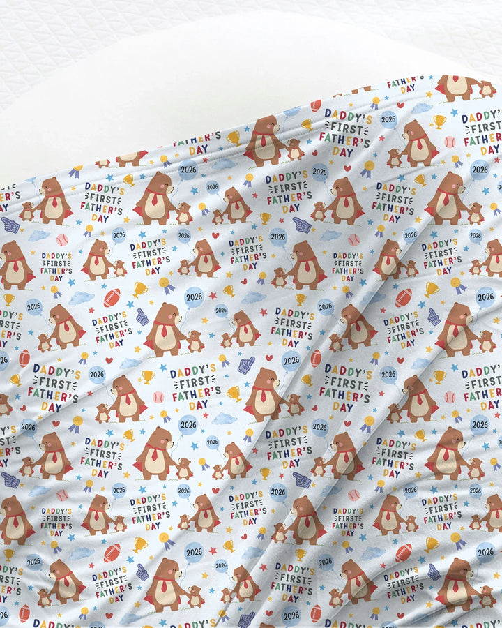 First Father's Day Daddy Bear Family Matching swaddle blanket