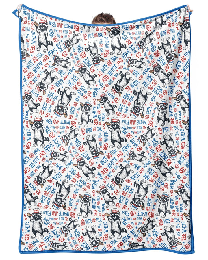 Red White and Feral Bamboo Blanket