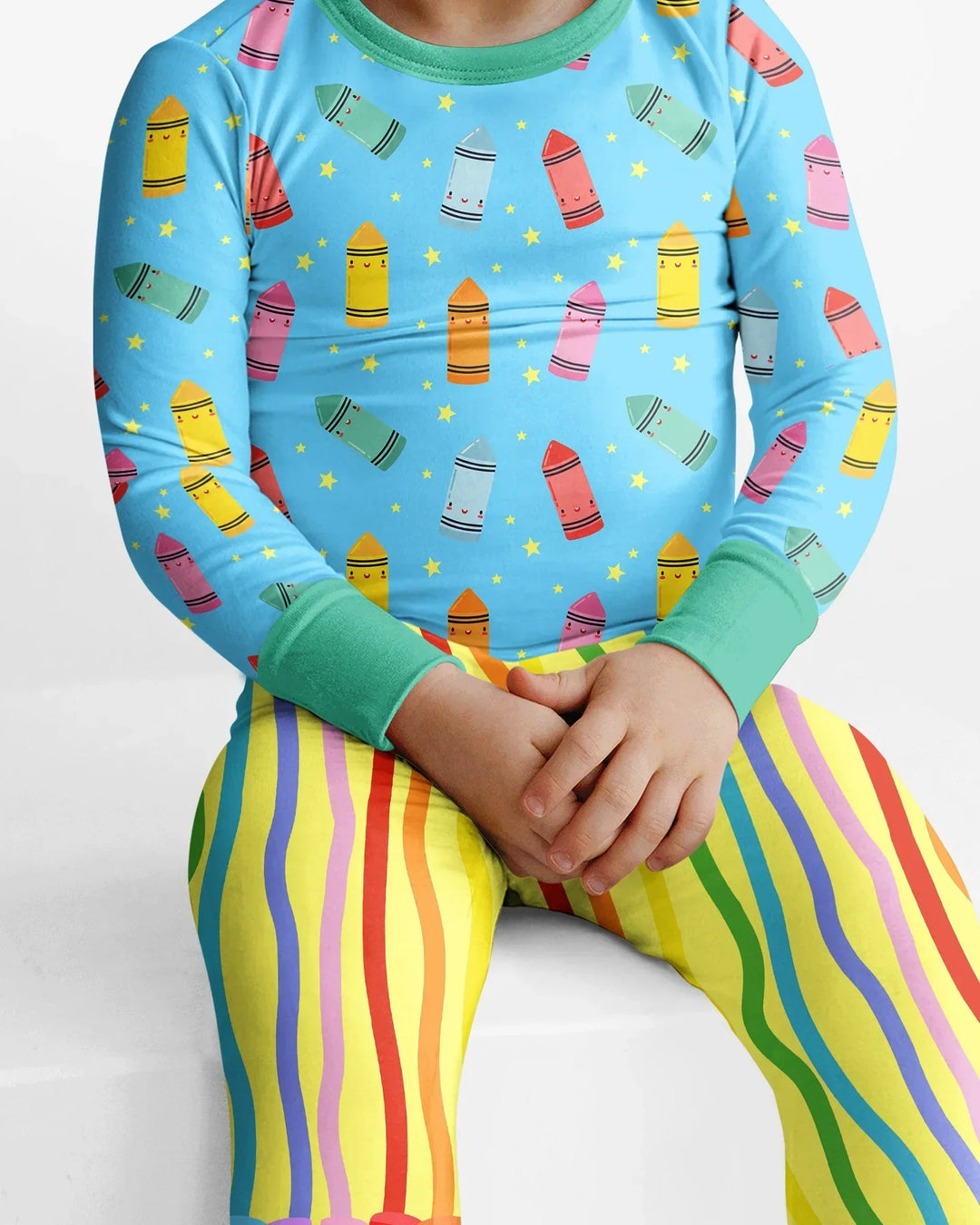 Happy Crayon Friends Bamboo Two Piece Long Sleeve Pajama Set