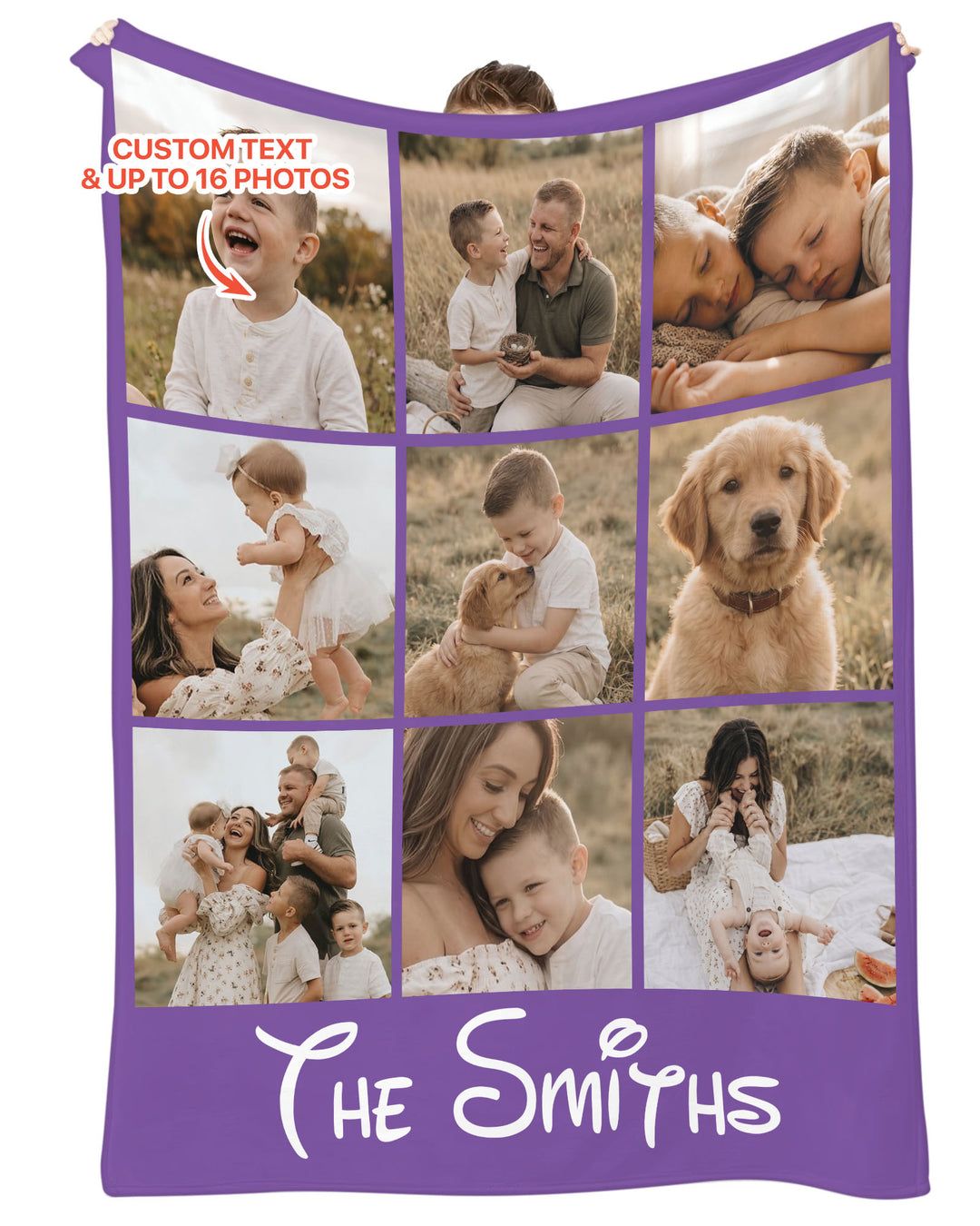 Custom Photo Collage Family Bamboo Blanket
