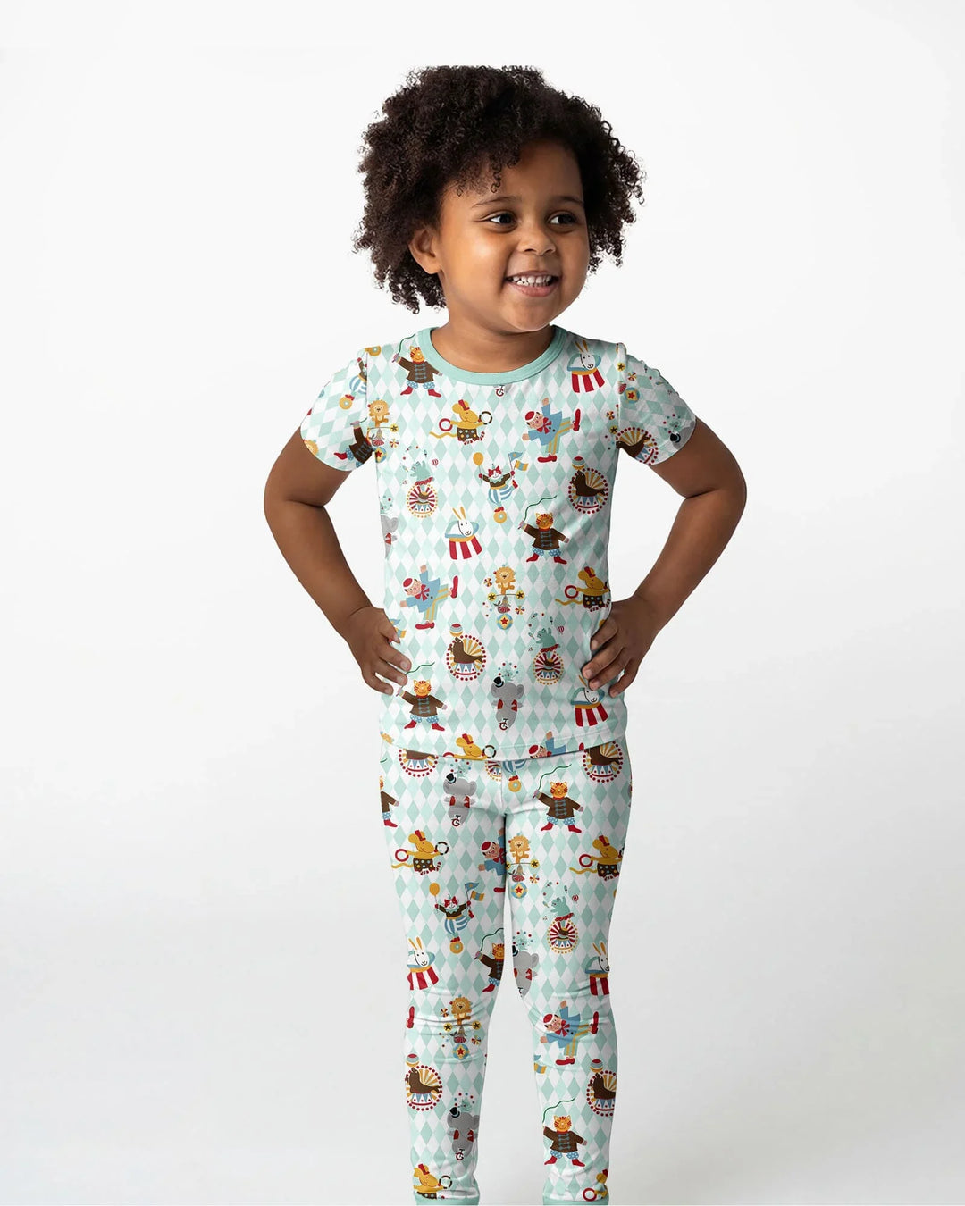 Circus Animal Bamboo Two Piece Short Sleeve Pajama Set