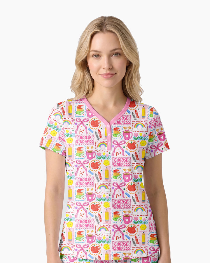 Kindness School Girl Bamboo Women Short Sleeve Short Pajama Set