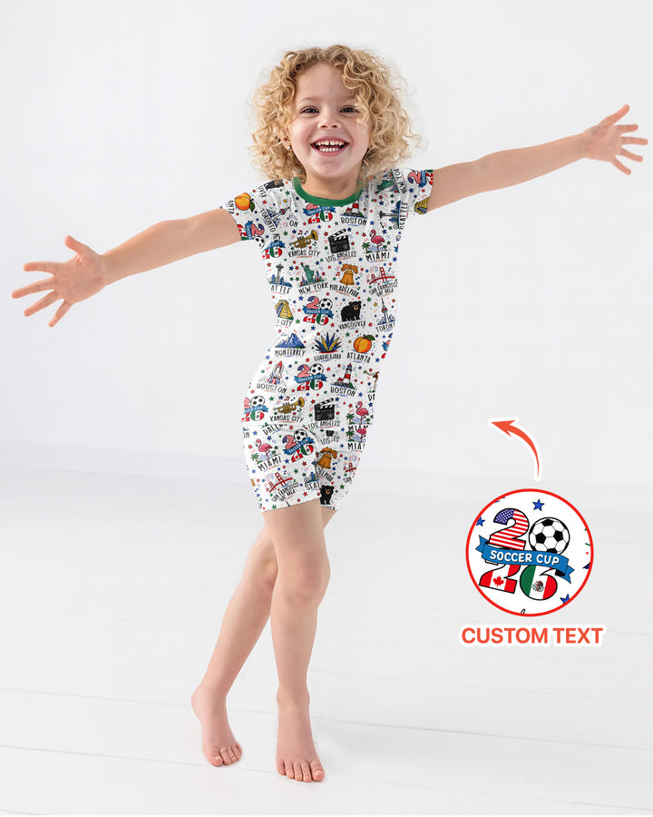 2026 Soccer Cup Host Citties Bamboo Two Piece Short Sleeve Shorts Pajama Set