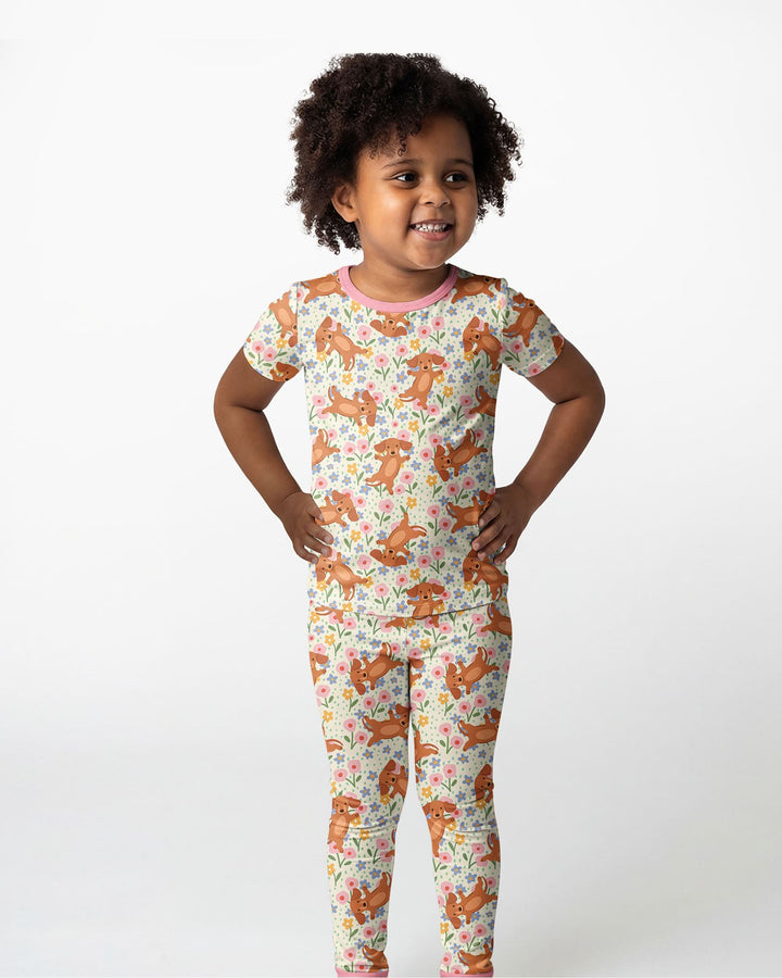 Conjunto de pijama de dos piezas de manga corta de bambú