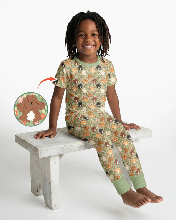 Puppy Garden Family Matching Bamboo Two Piece Short Sleeve Pajama Set