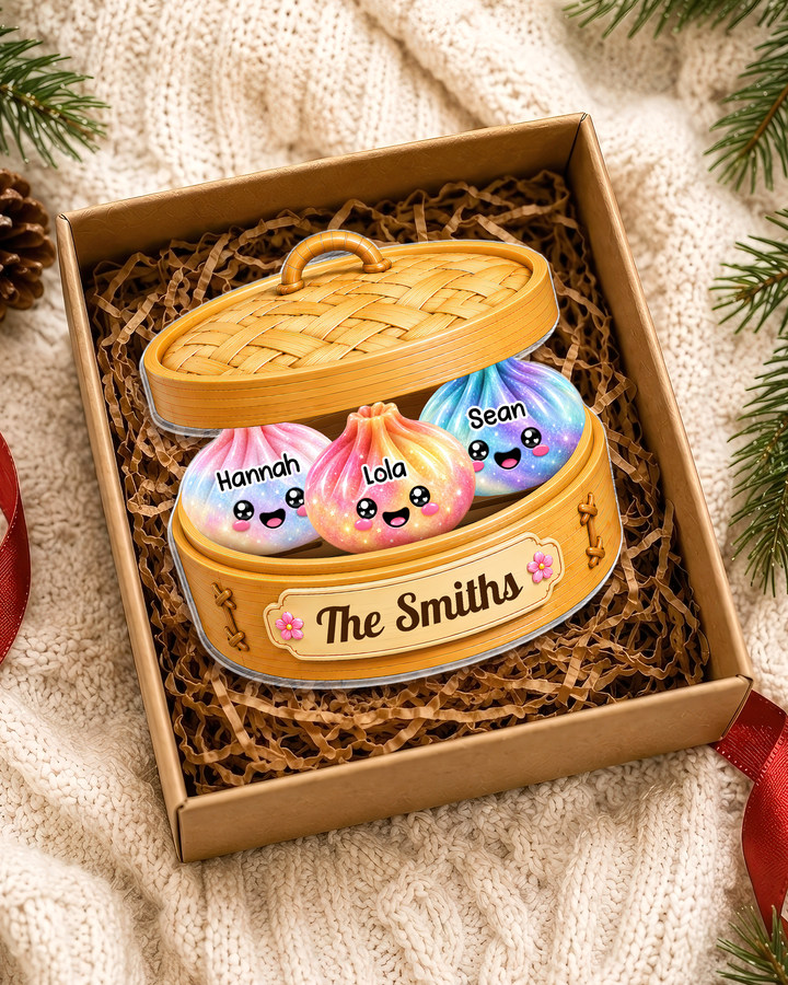 Glitter Dumpling Family Personalized Acrylic Ornament
