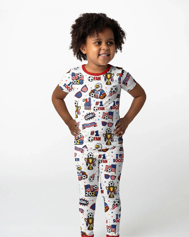 Conjunto de pijama de dos piezas de manga corta de bambú