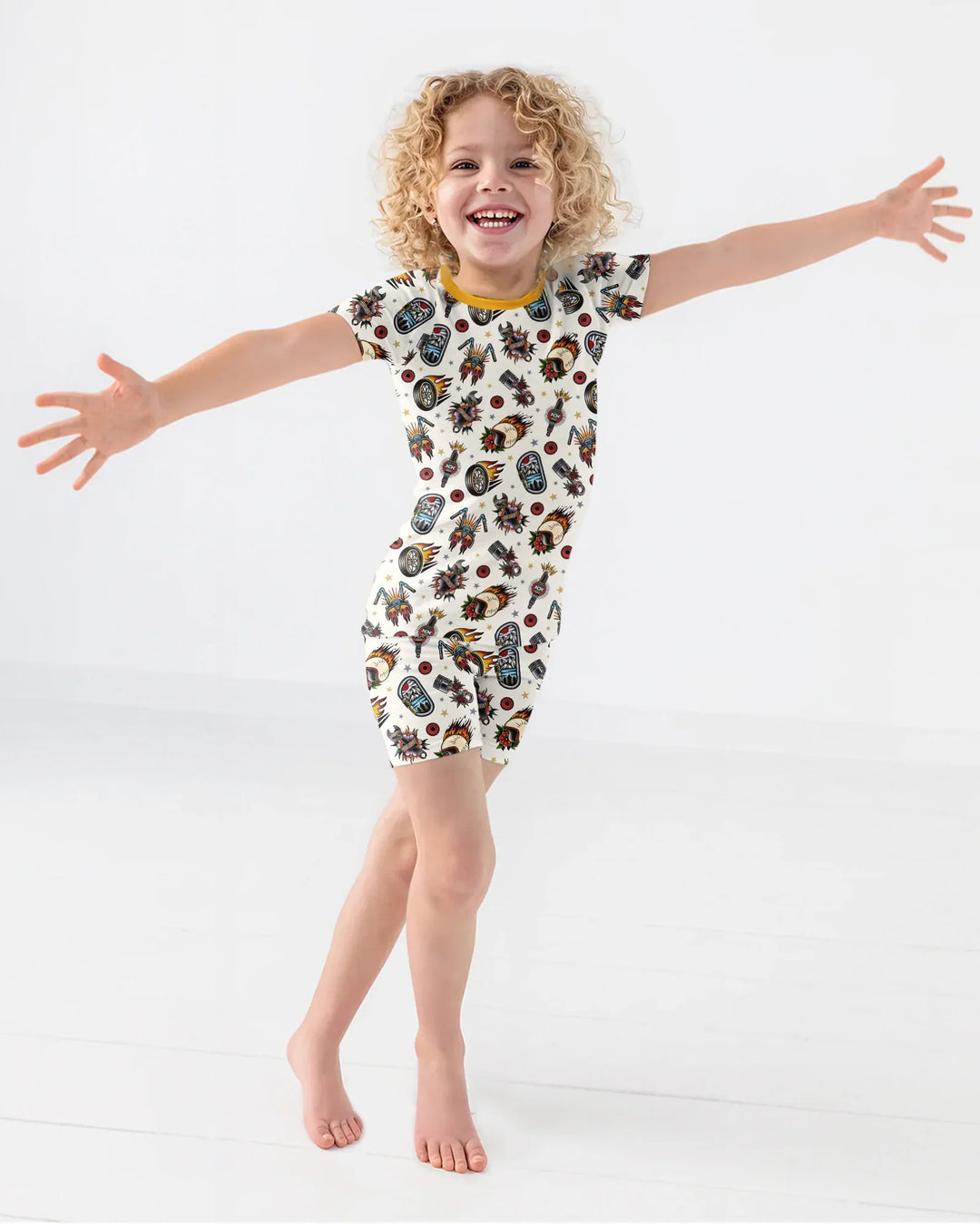 Born to Ride Together Family Matching Bamboo Two Piece Short Sleeve Shorts Pajama Set