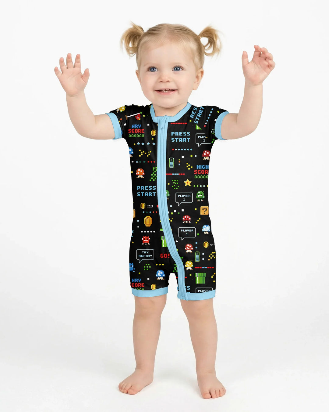 Pixel Game Lover Matching Bamboo Shorty Zippy