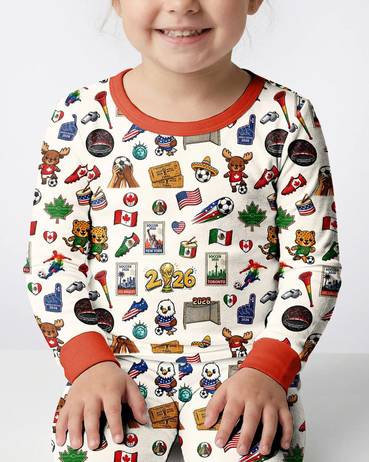 Zweiteiliges Langarm-Pyjama-Set mit Sommerfrüchten