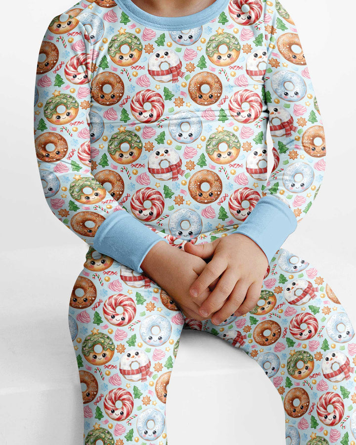 Kawaii Christmas Donuts Bamboo Two Piece Long Sleeve Pajama Set