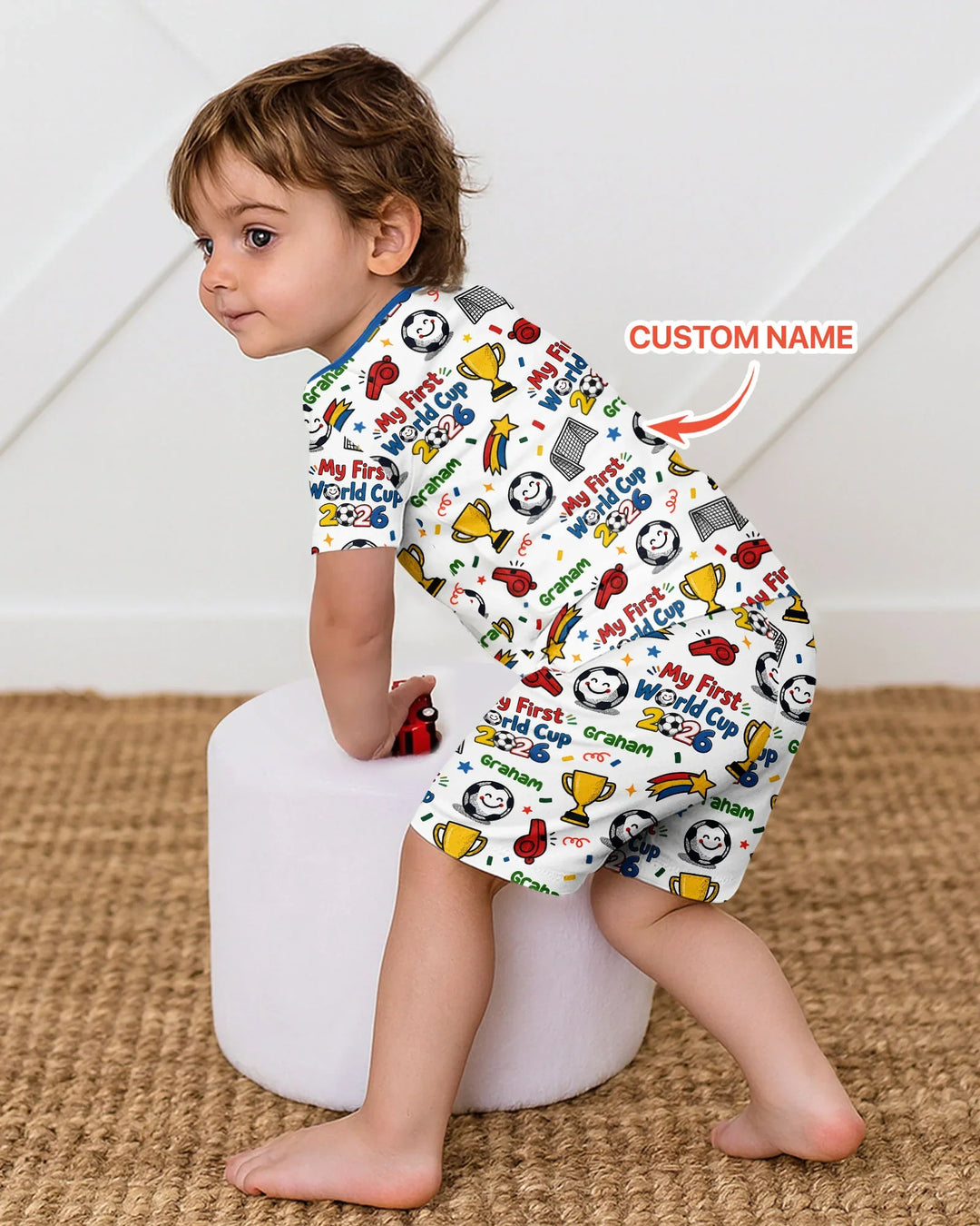 Pijama de bambú de dos piezas de manga corta con pantalón corto, plantilla personalizada