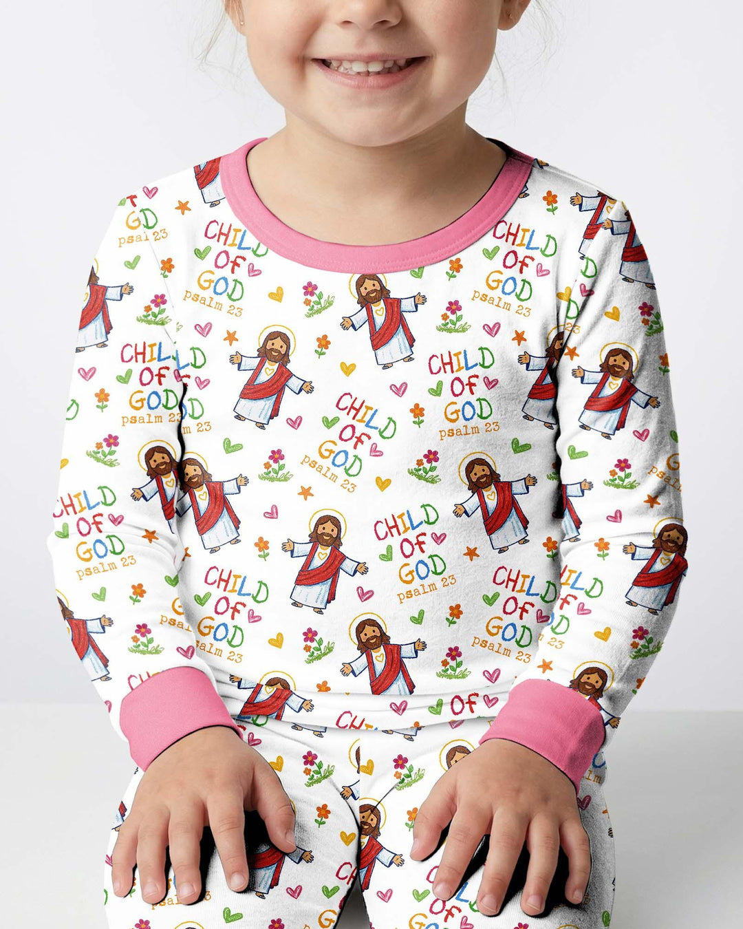 Jesus Loves Me Bamboo Two Piece Long Sleeve Pajama Set