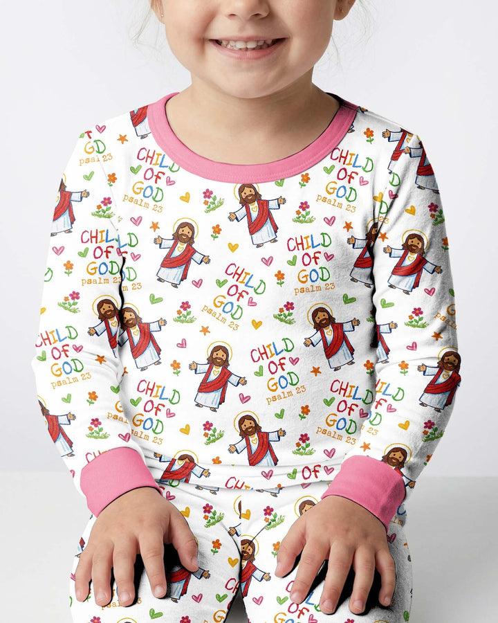 Jesus Loves Me Bamboo Two Piece Long Sleeve Pajama Set