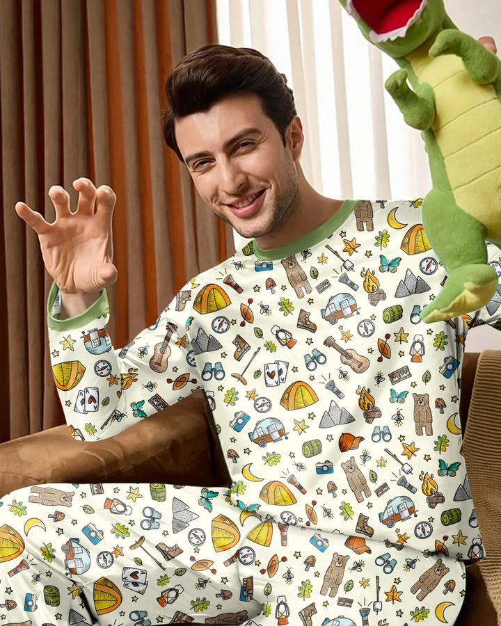 Pijama de Bambú para Hombre Love Camping a Juego Familiar