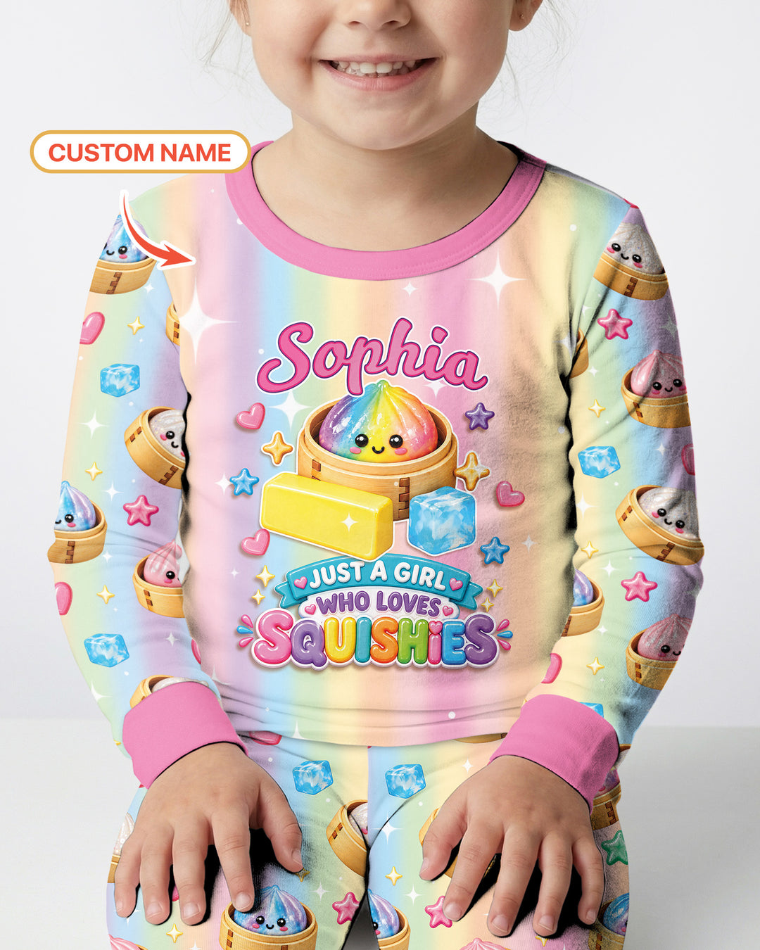 Just A Girl Who Loves Squishy Custom Name Bamboo Two Piece Long Sleeve Pajama Set