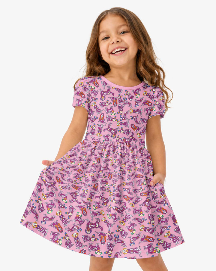 Dia De Los Muertos Doggie Bamboo Twirl Dress