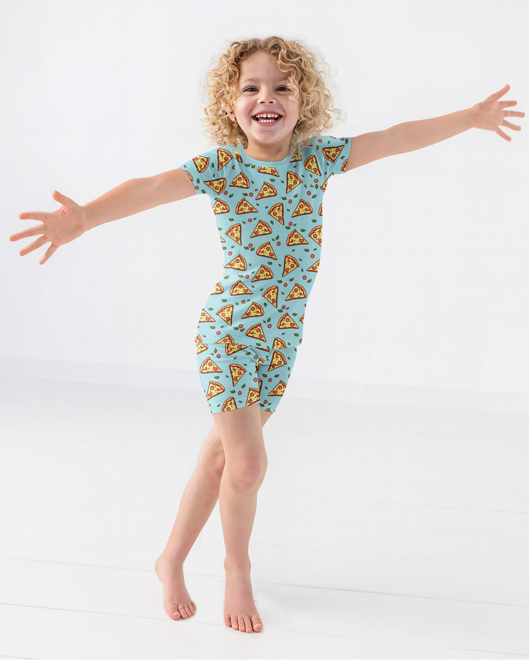 Pizza Doodle Bamboo Two-Piece Short Sleeve Shorts Pajama Set