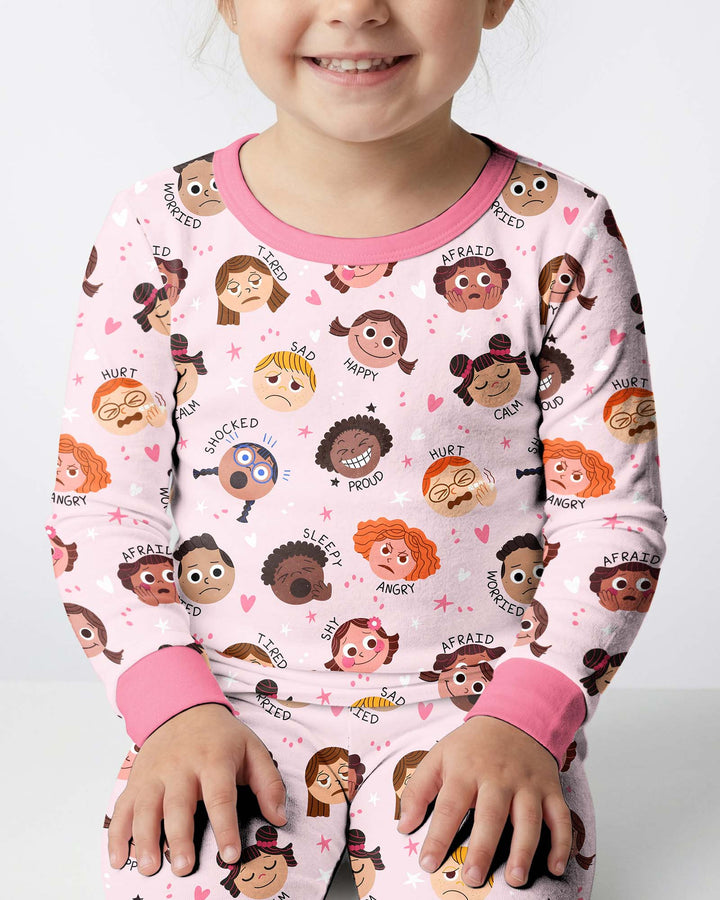 Feelings Vocabulary Bamboo Two Piece Long Sleeve Pajama Set