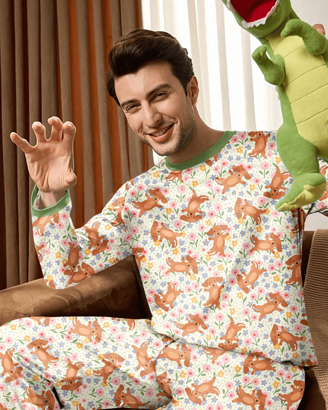 Dachshund Blooms Family Matching Bamboo Men's Pajama Set