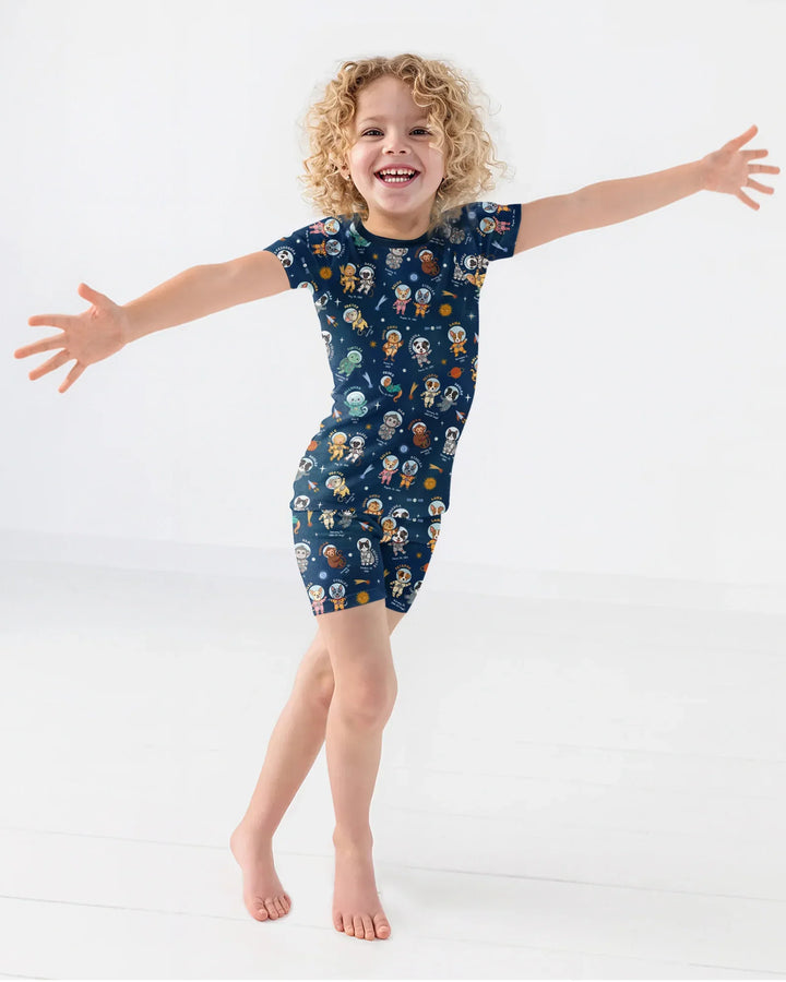 Animal Astronauts Bamboo Two Piece Short Sleeve Shorts Pajama Set