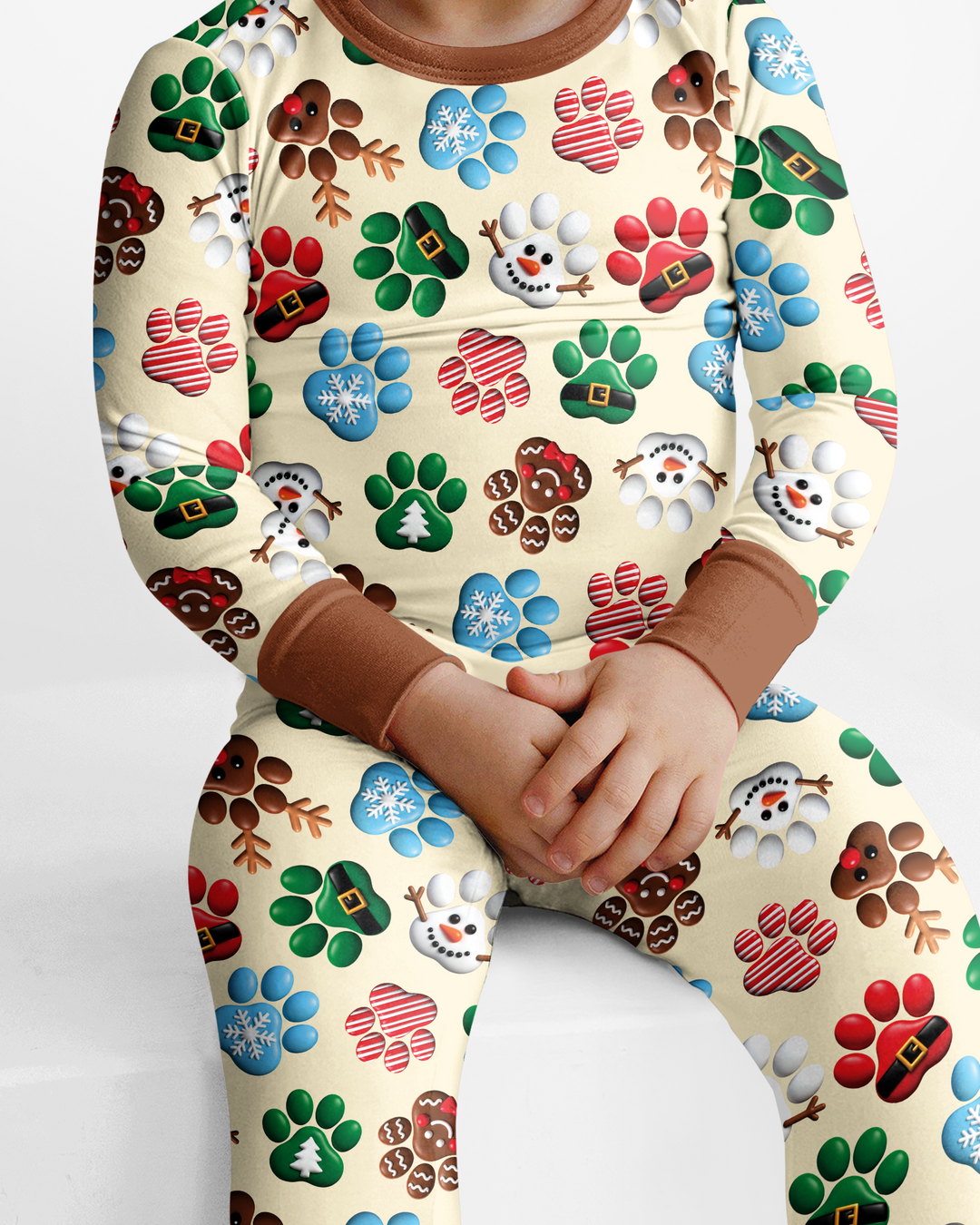 Santa Puppies Paw Bamboo Two Piece Long Sleeve Pajama Set