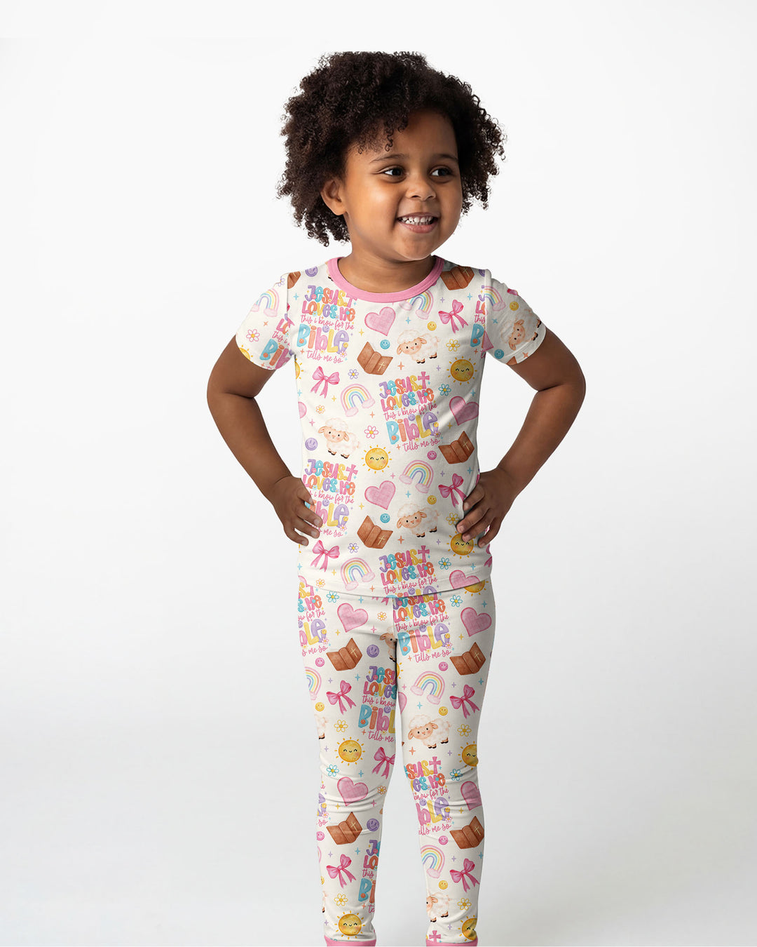 Jesus Loves Me This I Know Bamboo Two Piece Short Sleeve Pajama Set