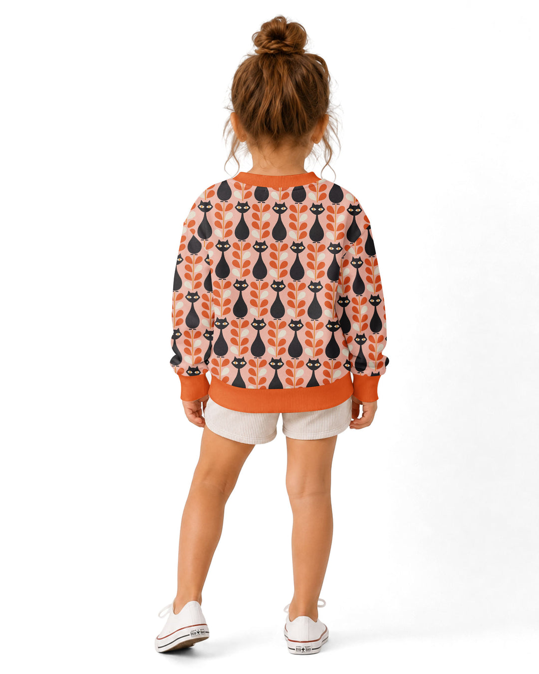 Retro Black Cat Garden Bamboo Crewneck Sweatshirt